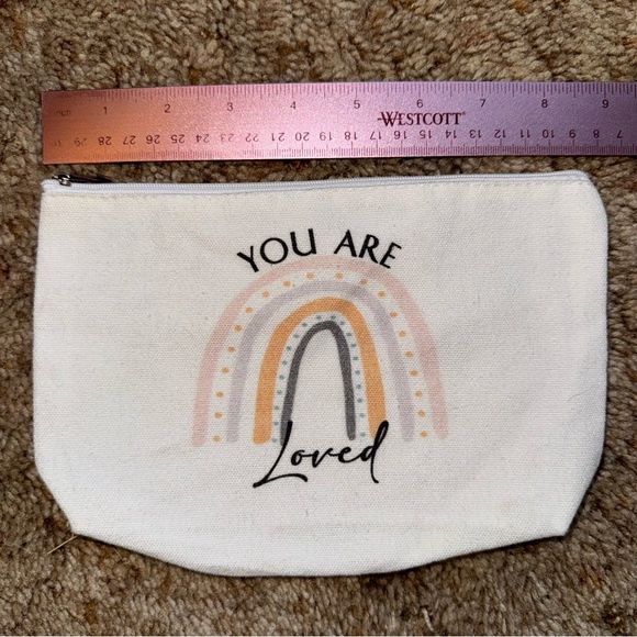 ✅100% Cotton Canvas Zip Pouch You Are Loved Rainbow - Picture 2 of 6